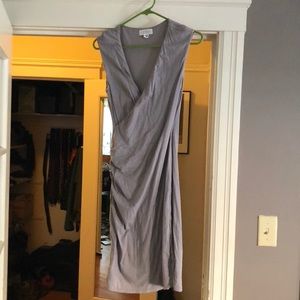 Grayish purplish faux wrap dress
